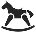 Rocking horse icon. Kid riding toy black symbol