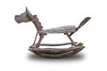 Rocking horse made of wood isolated on white background. Royalty Free Stock Photo