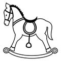 Rocking horse plain in black and white