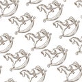 Rocking horse or pony, toy for kids seamless pattern