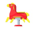 Rocking horse on white. Horse toy on spring. Royalty Free Stock Photo