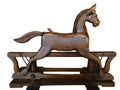 Rocking horse wooden antique on white Royalty Free Stock Photo