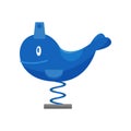 Rocking seesaw in shape of blue whale. Equipment for children playground. Object for kindergarten or amusement park Royalty Free Stock Photo