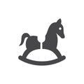 Rocking toy horse black vector icon