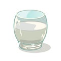 Rocking Tumbler. Short glass cup with water. Drinking vessels. Cartoon vector on white.
