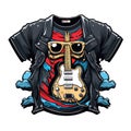 Rocknroll culture logo t shirt with guitars and skulls or goat gesture for punk and heavy metal community. AI Generative Royalty Free Stock Photo