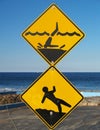 Rockpool caution signs Royalty Free Stock Photo