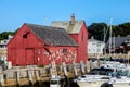 Rockport Harbour and the red building know as Motif Number One