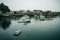 Rockport, MA, USA - oct, 2022 Dinghies and working lobster boats populate Rockport, Massachusetts Harbor