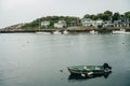 Rockport, MA, USA - oct, 2022 Dinghies and working lobster boats populate Rockport, Massachusetts Harbor