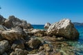 Rocks on Agiofili beach, Lefkada island, Greece Royalty Free Stock Photo