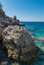 Rocks on Agiofili beach, Lefkada island, Greece Royalty Free Stock Photo