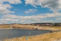 Rocks of Aigir in the smoke of a forest fire. Bashkortostan. Royalty Free Stock Photo