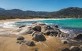 Rocks at Algajola beach in Balagne region of Corsica Royalty Free Stock Photo