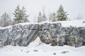 Rocks of an ancient marble quarry. Ruskeala Royalty Free Stock Photo