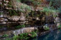 Rocks around Circular Pool at Karijini National Park in Western Australia with waterfalls Royalty Free Stock Photo