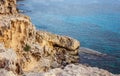 Rocks and azure blue water, Cape Greco, Cyprus Royalty Free Stock Photo