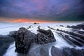Rocks in barrika at sunset Royalty Free Stock Photo