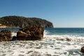 Rocks beautiful beach turquoise sea water, Camp de Mar, Majorca island, Spain Royalty Free Stock Photo