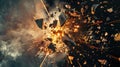 Rocks big bang explosion in space, Rocks explosion, Generative AI Royalty Free Stock Photo