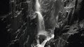 rocks black and white waterfall Royalty Free Stock Photo