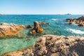 Rocks and blue sea in Santa Maria Navarrese beach Royalty Free Stock Photo