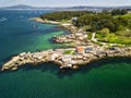 Aerial view of a small lighthouse in Galicia Royalty Free Stock Photo