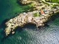 Aerial view of a small lighthouse in Galicia Royalty Free Stock Photo