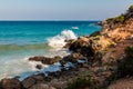 Rocks in the bay of Cala Llenya Royalty Free Stock Photo