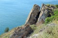 Rocks in Cape Kaliakra with Sea View Top Landmark in Bulgaria Touristic Travel Destination Seascape