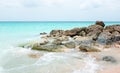 Rocks in the caribbean sea on Aruba island Royalty Free Stock Photo