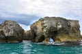 Rocks with caves and Grottoes at the beach near Tropea, Calabria