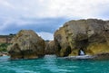 Rocks with caves and grottoes at the beach near Tropea, Calabria