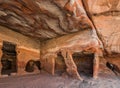 Rocks caves in nabatean city of petra jordan