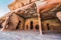 Rocks caves in nabatean city of petra jordan Royalty Free Stock Photo