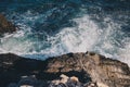 Rocks and cliffs on the beach in Playa de los Muertos, Spain