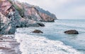 The Rocks and Cliffs of China Beach, San Francisco, California, USA Royalty Free Stock Photo