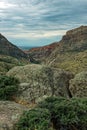 Rocks and cliffs tower over Shell canyon in Wyoming, USA Royalty Free Stock Photo