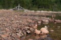 Rocks, close up on lake bank