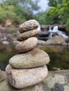 Rocks creativity and the blurred waterfall Royalty Free Stock Photo