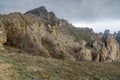 Rocks in Dead city. Khoba-Tele Ridge of Karadag Reserve in spring. Crimea