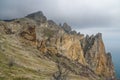 Rocks in Dead city. Khoba-Tele Ridge of Karadag Reserve in spring. Crimea