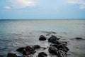 rocks on the edge of the sea to break the waves.