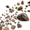 Falling rocks isolated on white background Royalty Free Stock Photo