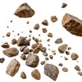 Falling rocks isolated on white background Royalty Free Stock Photo