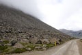 Rocks falling on road