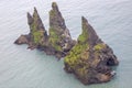 Rocks Fingers Troll. Iceland. Waves of the Atlantic ocean Royalty Free Stock Photo