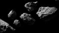 Rocks floating in space against a black background during a clear view of the Royalty Free Stock Photo