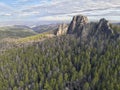 Rocks and forest in the natural Siberian reserve Stolby.