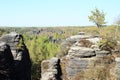 Rocks in forest in Czech Switzerland Royalty Free Stock Photo